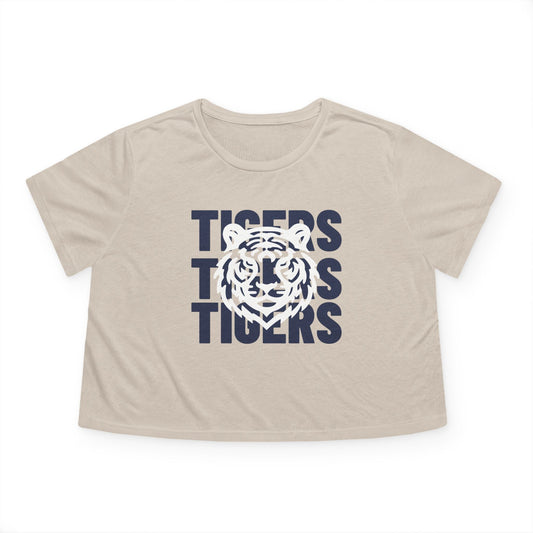 Jackson State Univ Tigers 3X Navy Women's Flowy Cropped Tee Printify