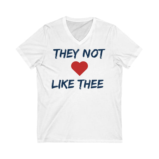They Not Like Thee Navy Men's Jersey Short Sleeve V-Neck Tee Printify