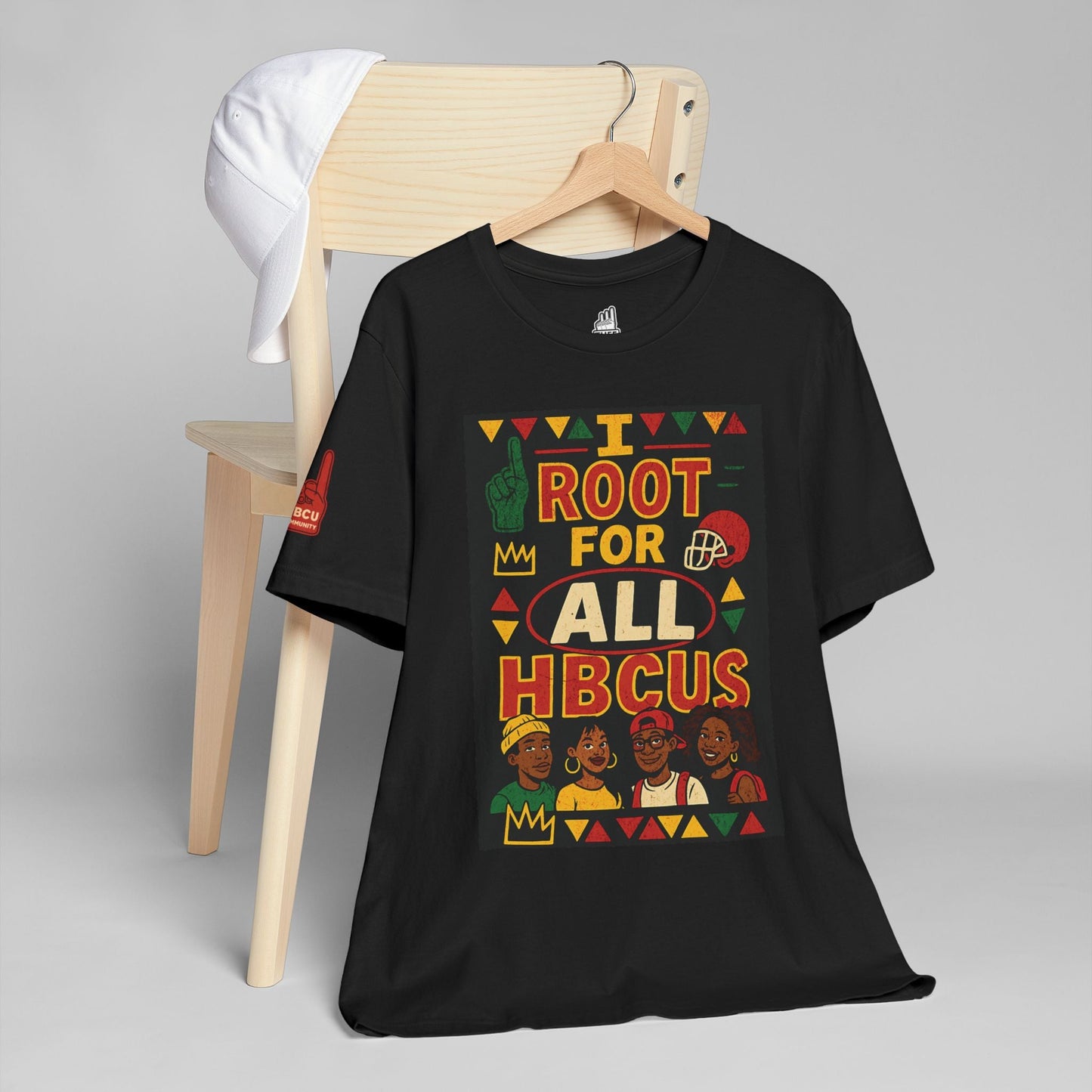 I Root for All HBCUs Illustration Black Jersey Short Sleeve Tee Printify