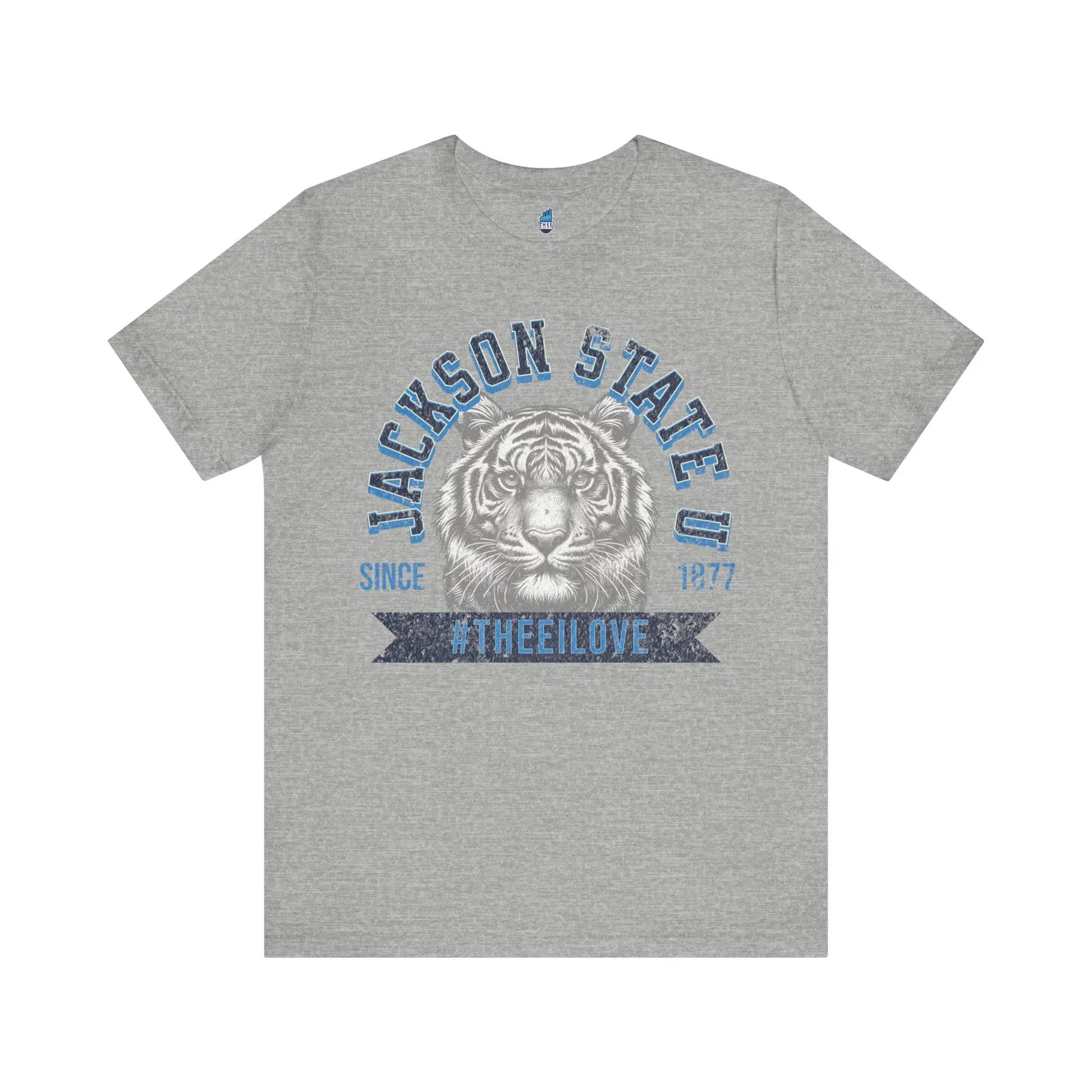 Jackson State Univ #TheeILove Men's Navy Jersey Short Sleeve Tee Printify
