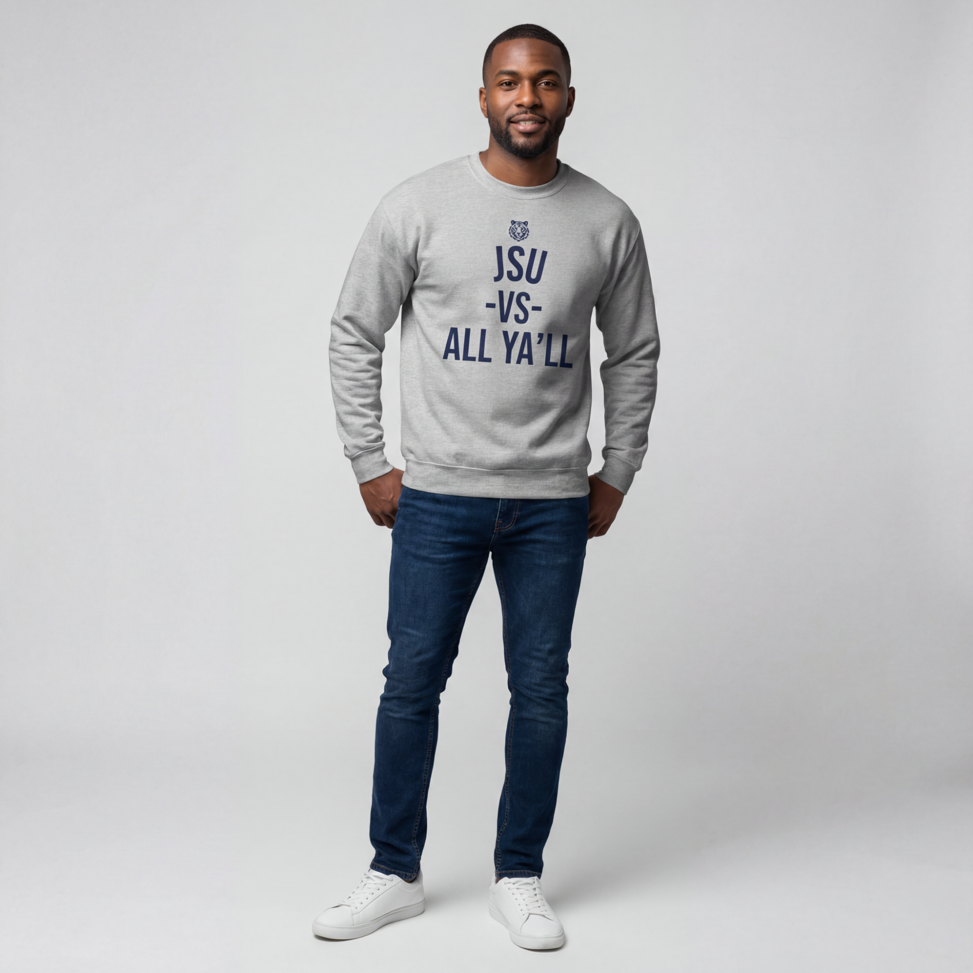 JSU vs All Ya'll Tiger Logo Crewneck Sweatshirt Printify