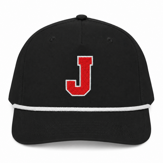 Thee Shirts "J" Red Embroidered Golf Rope Cap Thee Shirts