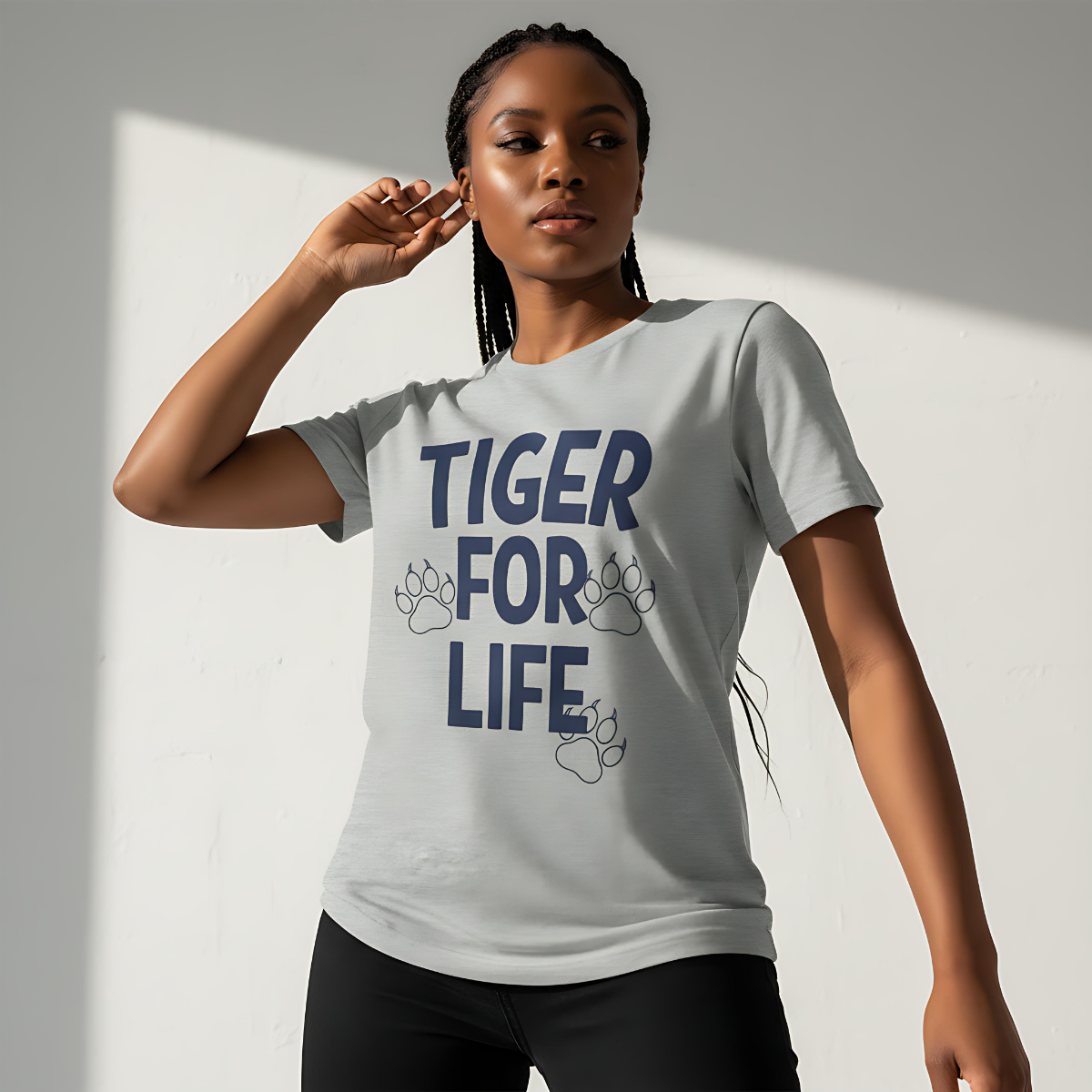 Tiger For Life Paws Men's Navy Jersey Short Sleeve Tee Printify
