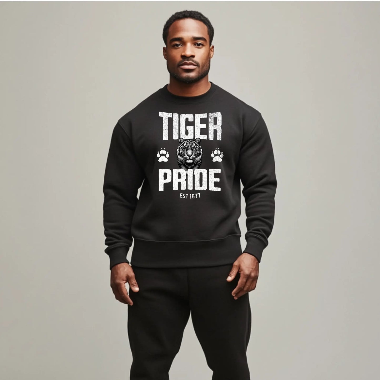 Tiger Pride Mineral Tigerhead Men's Gray Crewneck Sweatshirt Printify