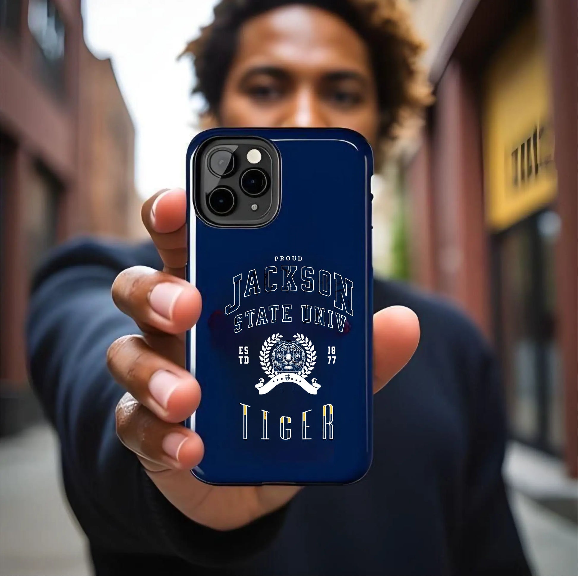 Proud Jackson State Univ Tiger White - Navy Case Printify