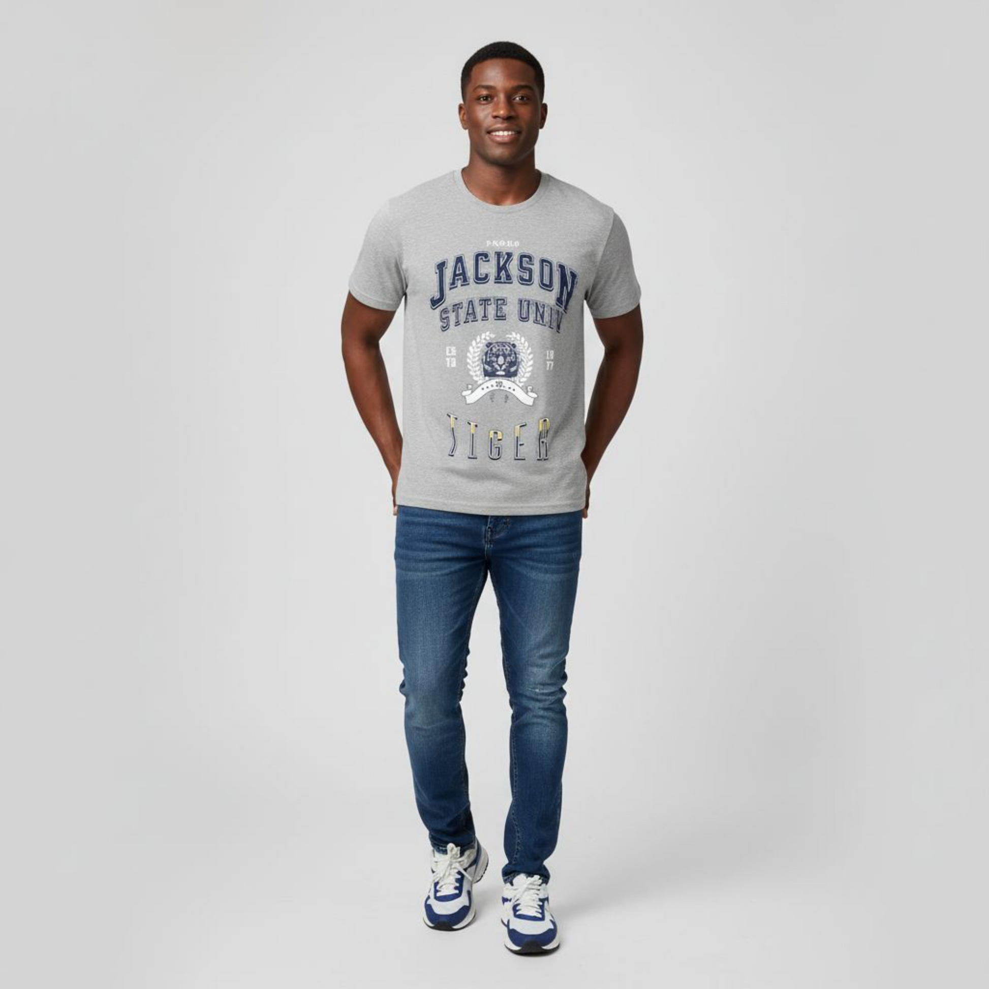 Proud Jackson State Univ Tiger Men's White Jersey Short Sleeve Tee Printify
