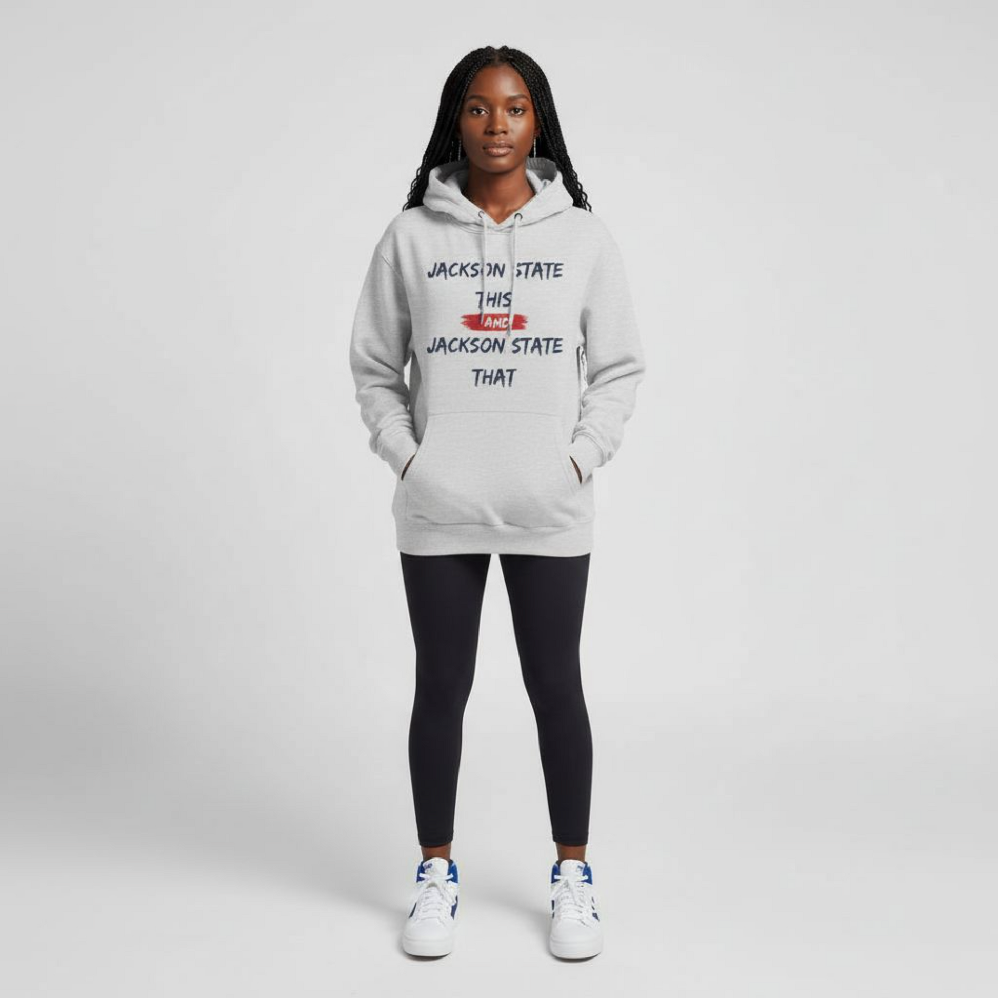 Jackson State This, Jackson State That Women's Block Red Premium Pullover Hoodie Printify