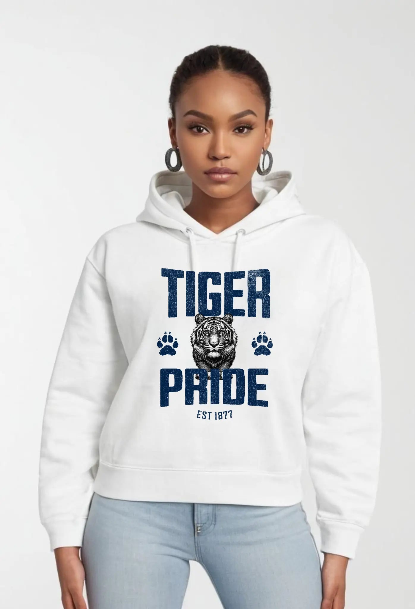 Tiger Pride Tigerhead Women's Navy Crop Hoodie Printify