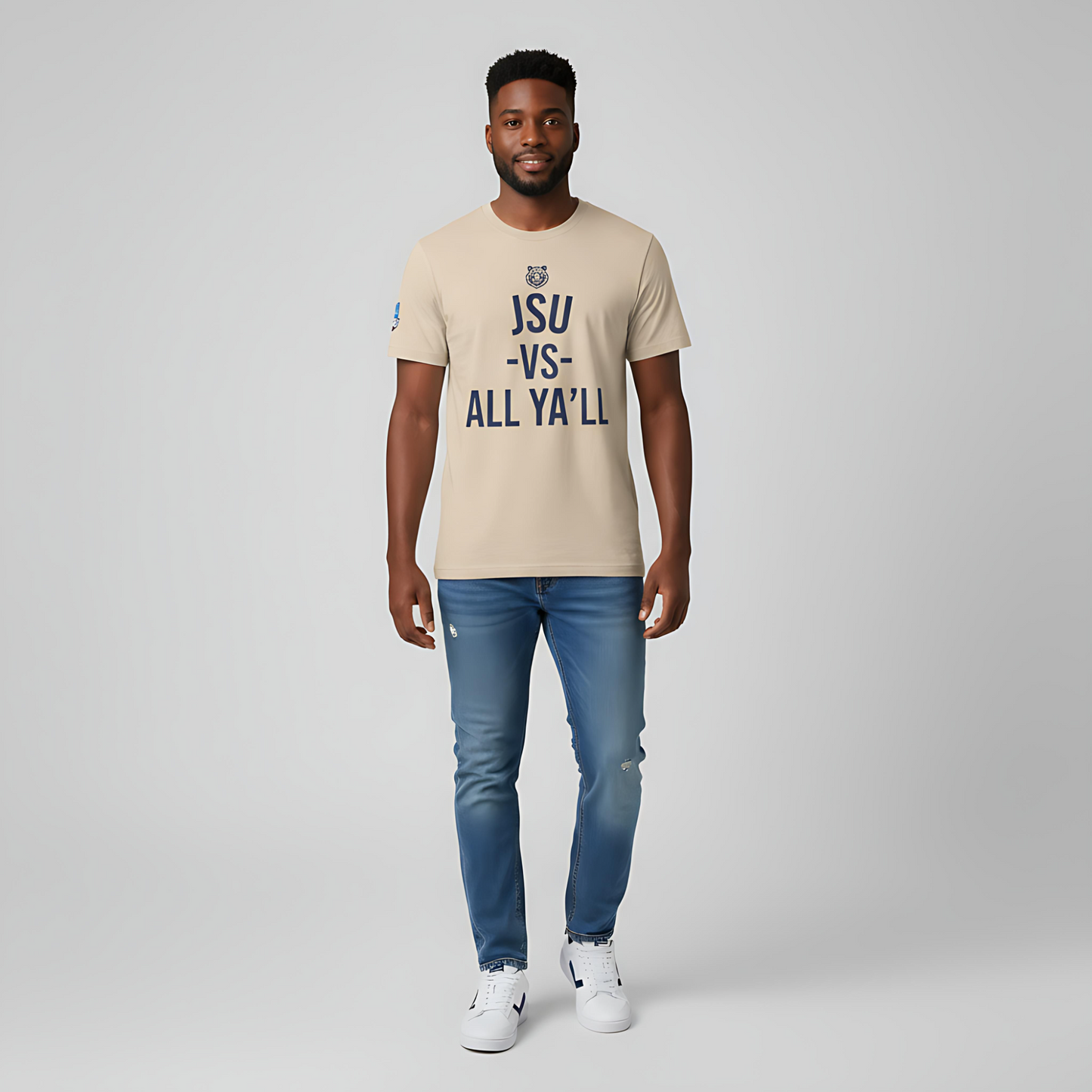 JSU vs All Ya'll Navy Tiger Edition Jersey Short Sleeve Tee Printify