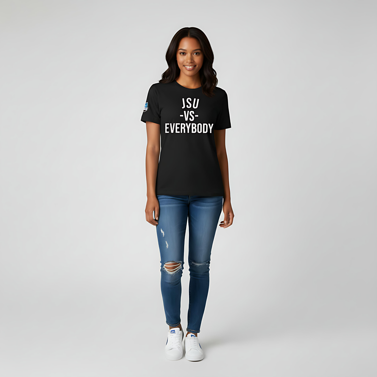 JSU vs Everybody Black Font Jersey Short Sleeve Tee Printify