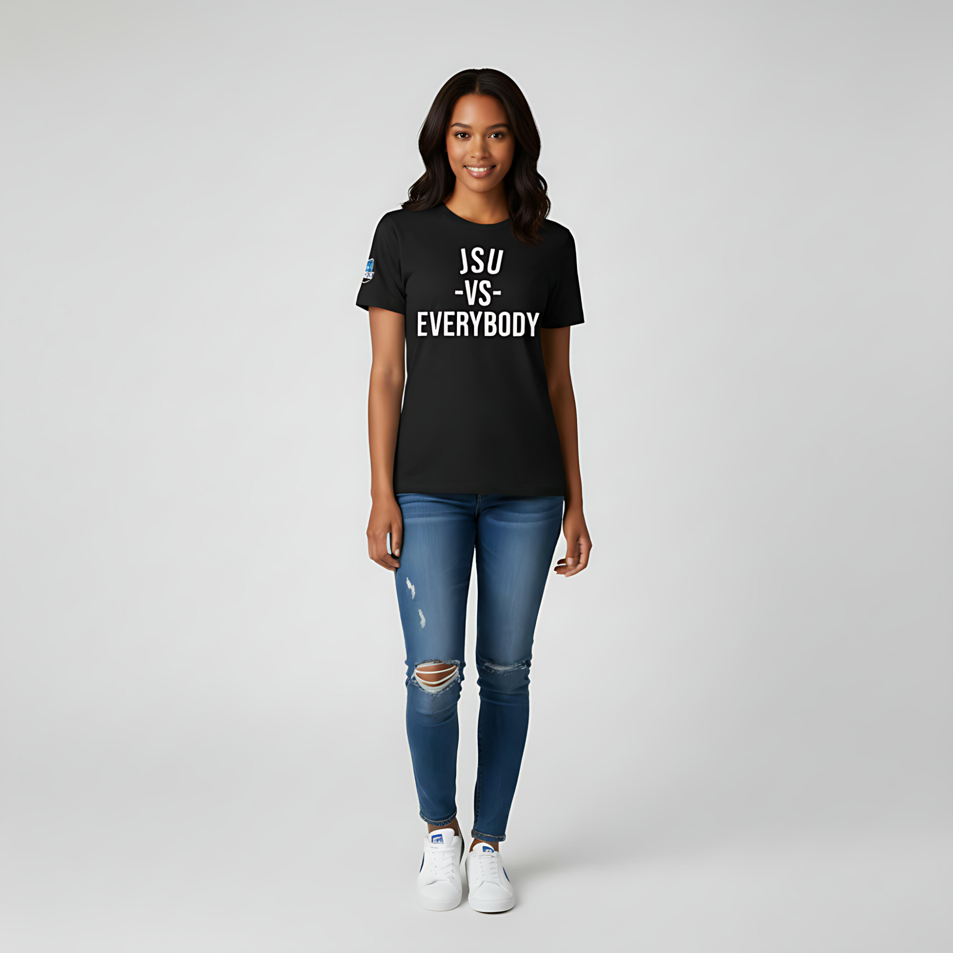 JSU vs Everybody Black Font Jersey Short Sleeve Tee Printify