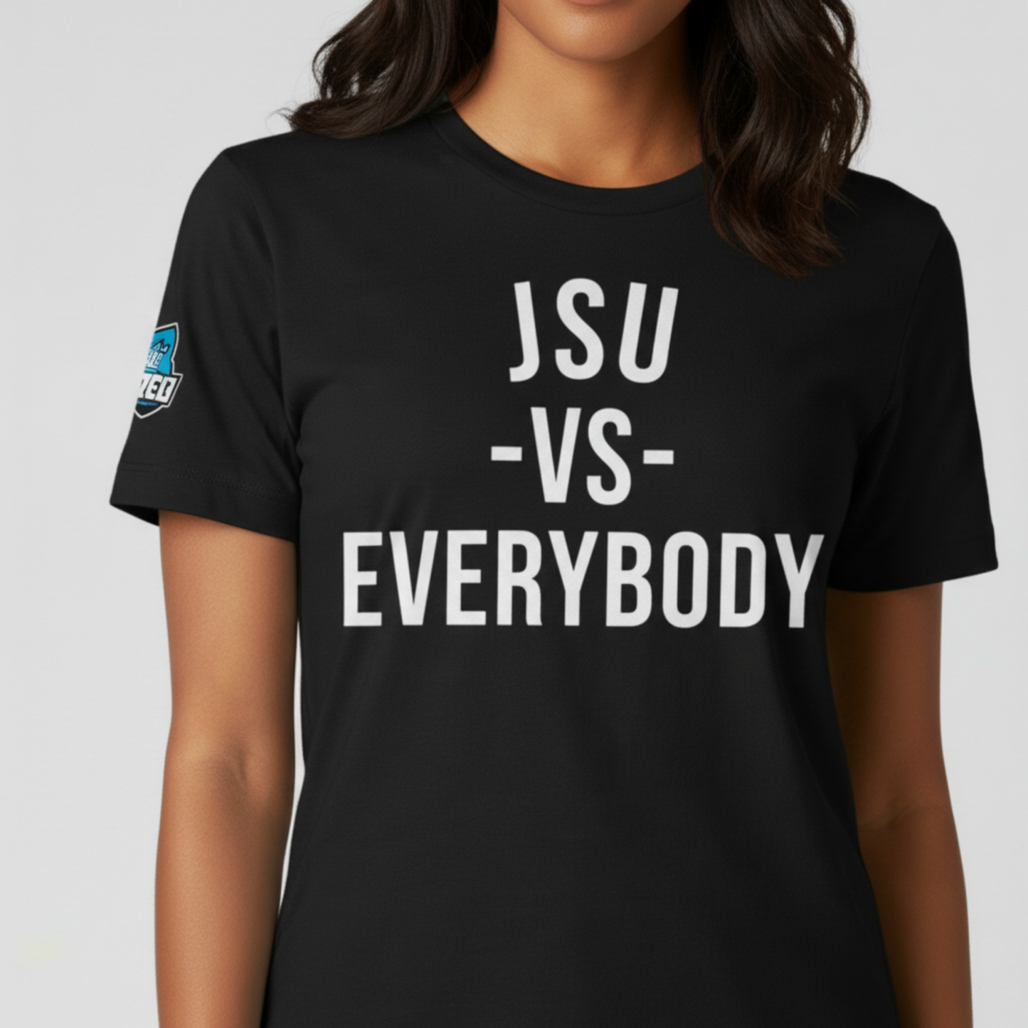JSU vs Everybody Black Font Jersey Short Sleeve Tee Printify