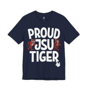 Proud JSU Tiger Mascots Men's White Jersey Short Sleeve Tee