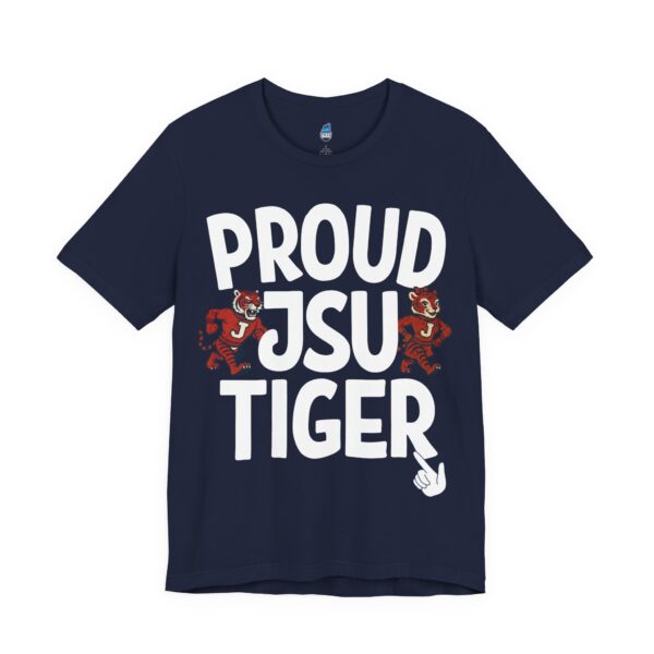 Proud JSU Tiger Mascots Men's White Jersey Short Sleeve Tee