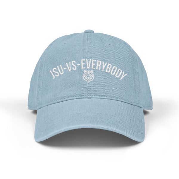JSU vs Everybody Tiger White Embroidered Denim Dad Cap
