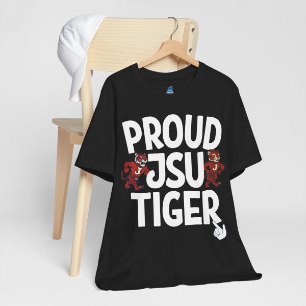 Proud JSU Tiger Mascots Men's White Jersey Short Sleeve Tee