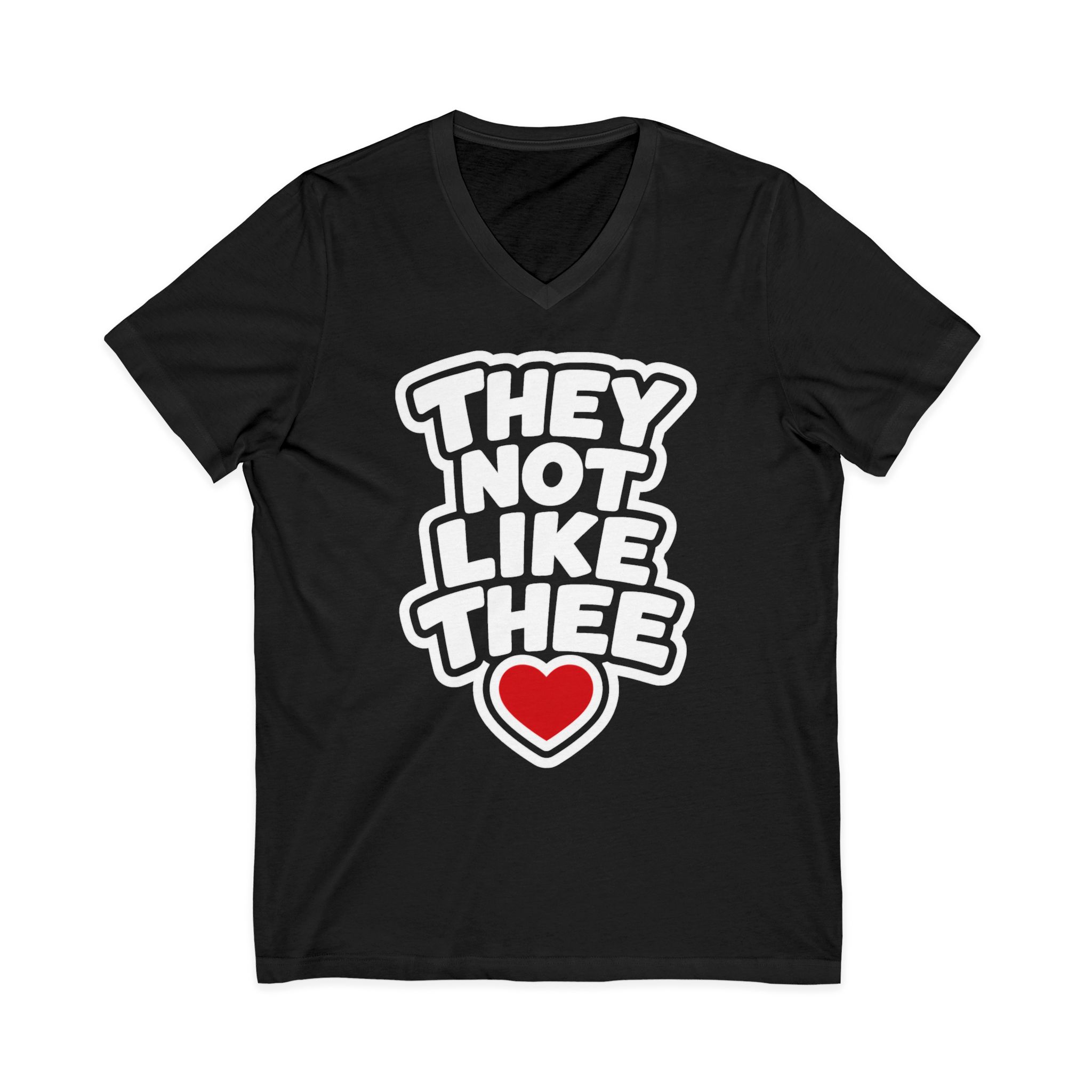 They Not Like Thee White Men's Jersey Short Sleeve V-Neck Tee