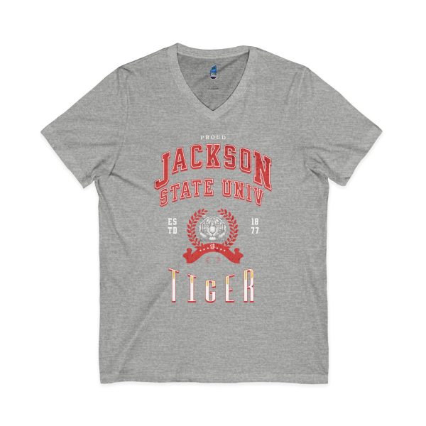 16822769061440578083_2048.jpeg Proud Jackson State Univ Tiger Men's Red Jersey Short Sleeve V-Neck Tee