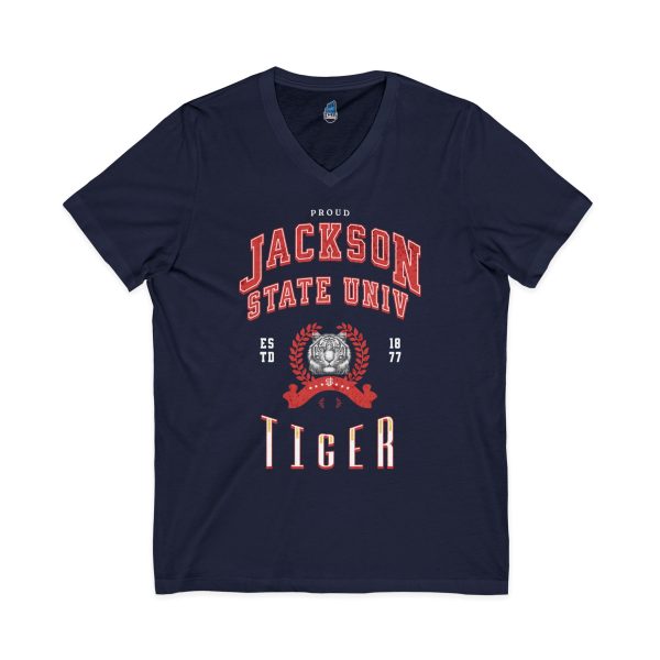 17696097378522684905_2048.jpeg Proud Jackson State Univ Tiger Men's Red Jersey Short Sleeve V-Neck Tee
