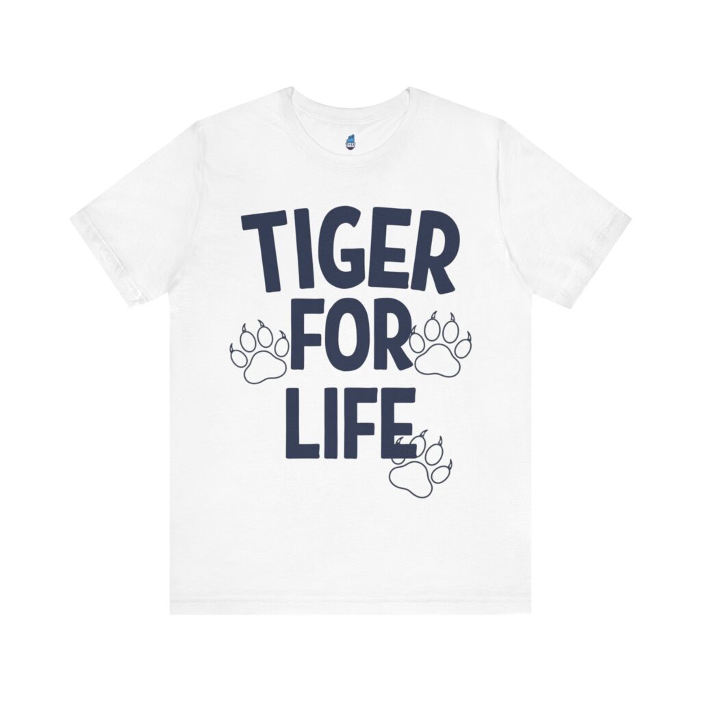 Tiger For Life Paws Men's Navy Jersey Short Sleeve Tee