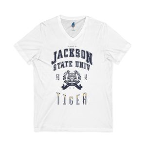 18278343033401134025_2048.jpeg Proud Jackson State Univ Tiger Men's Navy Jersey Short Sleeve V-Neck Tee
