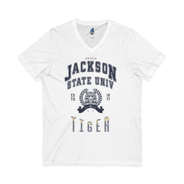 Proud Jackson State Univ Tiger Men's Navy Jersey Short Sleeve V-Neck Tee