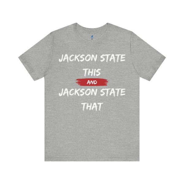 Jackson State This, Jackson State That White Red Block Men's Jersey Short Sleeve Tee