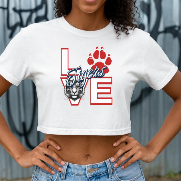 Love Tigers Black Women's Flowy Cropped Tee