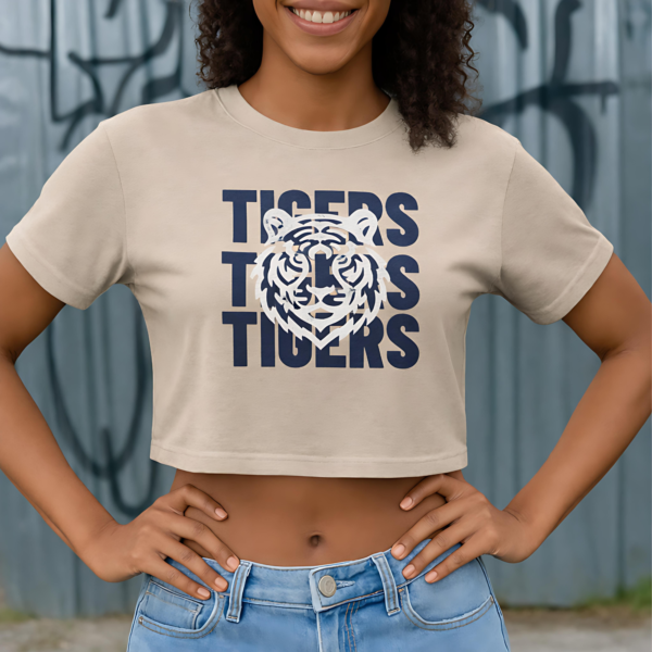 Jackson State Univ Tigers 3X Navy Women's Flowy Cropped Tee