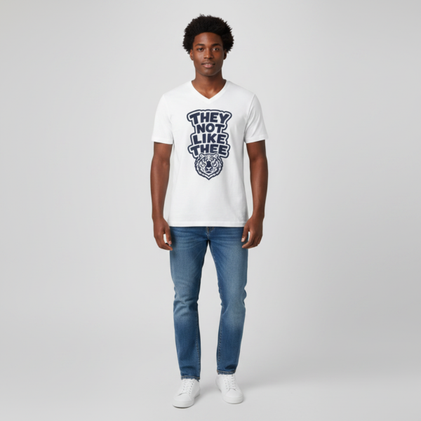 They Not Like Thee Tiger Navy Men's Jersey Short Sleeve V-Neck Tee