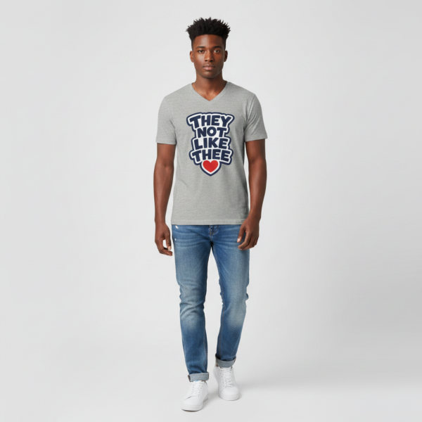 They Not Like Thee Navy Men's Jersey Short Sleeve V-Neck Tee