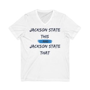Jackson State This, Jackson State That Navy Baby Blue Block Men's Jersey Short Sleeve V-Neck Tee