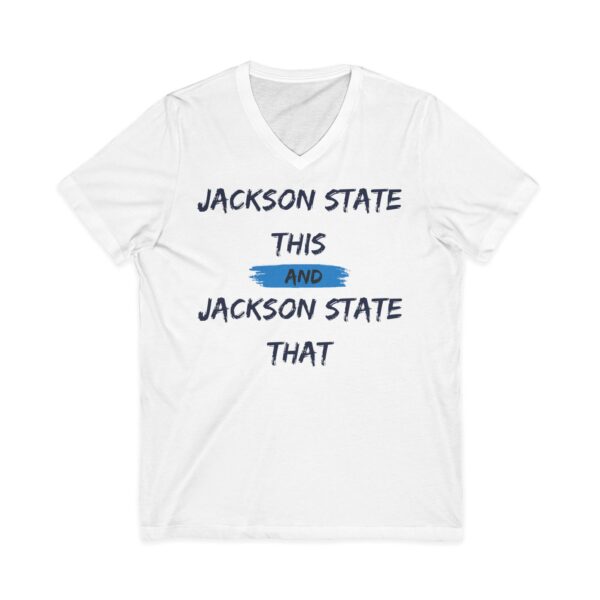 Jackson State This, Jackson State That Navy Baby Blue Block Men's Jersey Short Sleeve V-Neck Tee