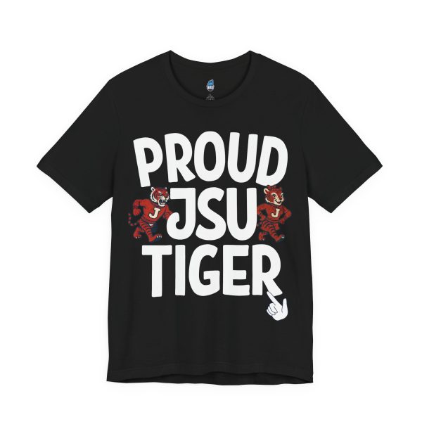 Proud JSU Tiger Mascots Men's White Jersey Short Sleeve Tee