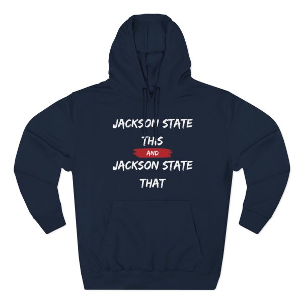 Jackson State This, Jackson State That Women's Block White Red Premium Pullover Hoodie