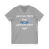 5720433850758639407_2048.jpeg Jackson State This, Jackson State That White Baby Blue Block Men's Jersey Short Sleeve V-Neck Tee