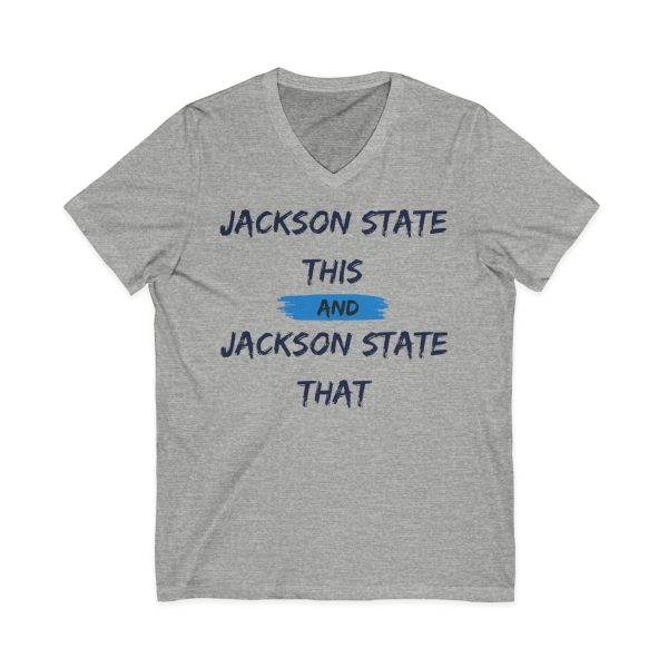 625285559760064643_2048.jpeg Jackson State This, Jackson State That Navy Baby Blue Block Men's Jersey Short Sleeve V-Neck Tee