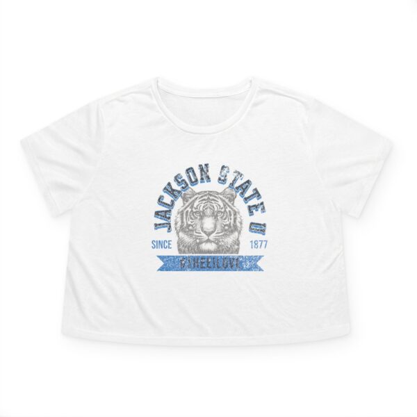Jackson State Univ #TheeILove Women's Baby Blue Women's Flowy Cropped Tee