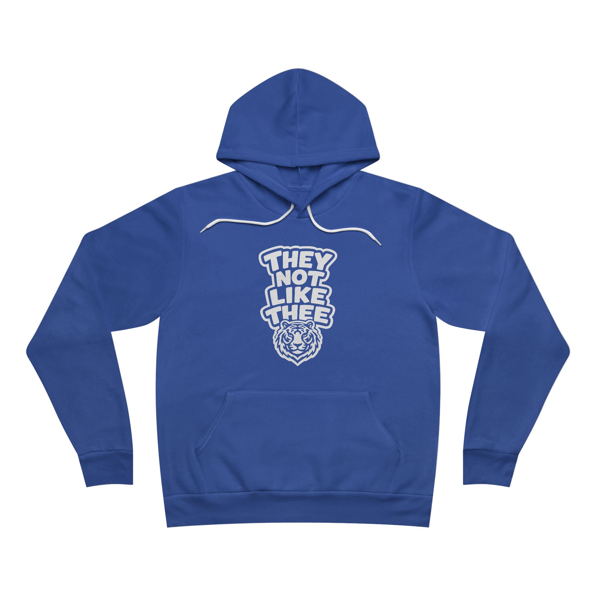 They Not Like Thee Tiger White Men's Fleece Pullover Hoodie