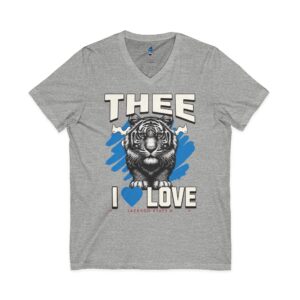 #TheeILove Jackson State U Tigerhead Men's Baby Blue Jersey Short Sleeve V-Neck Tee