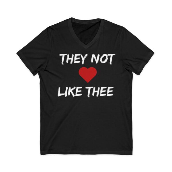 They Not Like Thee White Men's Jersey Short Sleeve V-Neck Tee