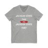 Jackson State This, Jackson State That White Red Block Men's Jersey Short Sleeve V-Neck Tee