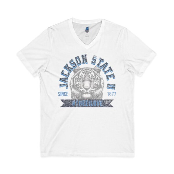 Jackson State Univ #TheeILove Men's Navy Jersey Short Sleeve V-Neck Tee