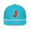 golf-rope-cap-turquoise-white-front-6a3a9a2b75fd6.jpg Thee Shirts "J" Red Embroidered Golf Rope Cap