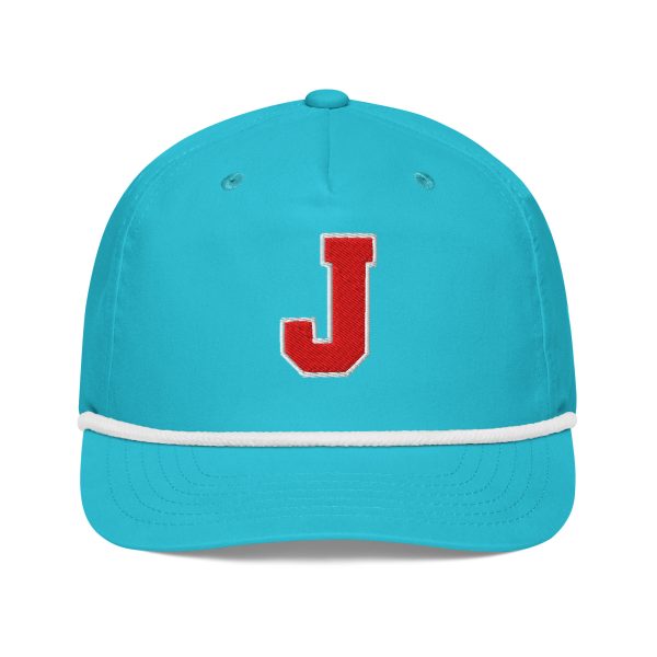 golf-rope-cap-turquoise-white-front-6a3a9a2b75fd6.jpg Thee Shirts "J" Red Embroidered Golf Rope Cap
