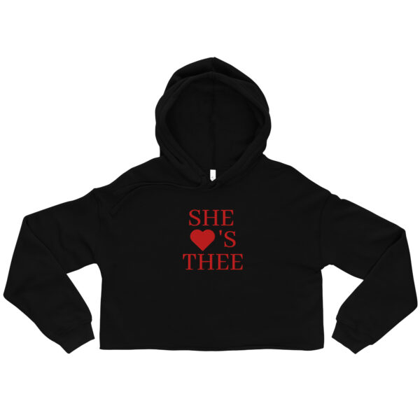 She Loves Thee Embroidered Women's Cropped Hoodie