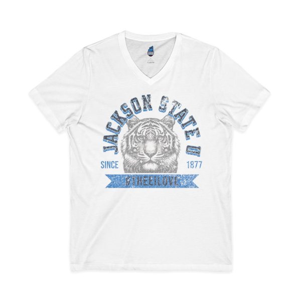 10466413825356731456_2048.jpeg Jackson State Univ #TheeILove Men's Baby Blue Jersey Short Sleeve V-Neck Tee