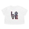 11344728036886128078_2048.jpeg Love Tigers Varsity Women's Flowy Cropped Tee