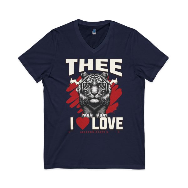 11998227230354685061_2048.jpeg #TheeILove Jackson State U Tigerhead Men's Red Jersey Short Sleeve V-Neck Tee