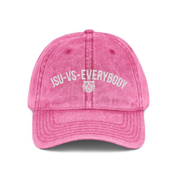 JSU vs Everybody Tiger White Embroidered Vintage Dad Cap